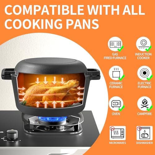 Vivicreate 5 QT Cast Iron Dutch Oven 2 in 1 Pre Seasoned with Skillet Lid Oven Safe Campfire Baking Sourdough Bread Camping Cookware Ollas de Hierro Fundido Para Cocinar Olla de Cocina Grande - Image 2