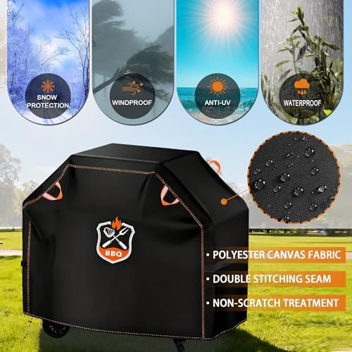 Grill Cover, Universal 48" BBQ Grill Cover for Outdoor Grill, Waterproof, Weather Resistant, Fade Resistant Gas Grill Cover with Adjustable Double Straps for Weber, Char-broil, Nexgrill, etc - Image 6