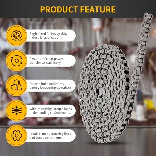 #41 Roller Chain 20 Feet for Gate Openers, Carbon Steel Operator Chain Replacement for Extension Automatic Sliding Gate Opener, Garage Hanger Door, Include 5 Connecting Links - Image 2