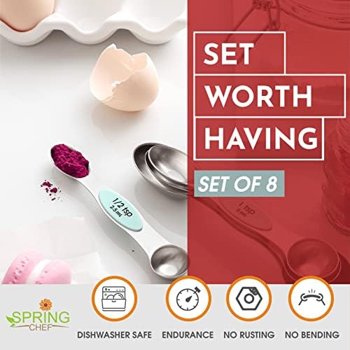 Spring Chef Stainless Steel 8 Magnetic Measuring Spoons for Kitchen, Mint - Image 3
