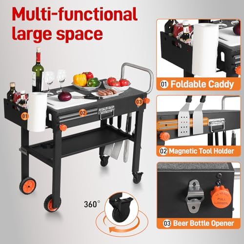 Grill Cart for Blackstone Griddle, Sturdy Grill Table, Blackstone Stand for 22 inch with Caddy, Blackstones Griddle Table with Wheels, Griddles Table Ninja Grill Stand for Tailgating, Camping - Image 5