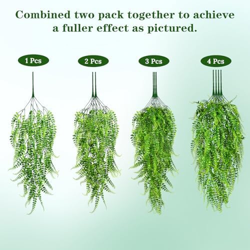Waipfaru 8Pcs Fake Ferns Fake Hanging Plants Artificial Ferns Vine Greenery - Image 7