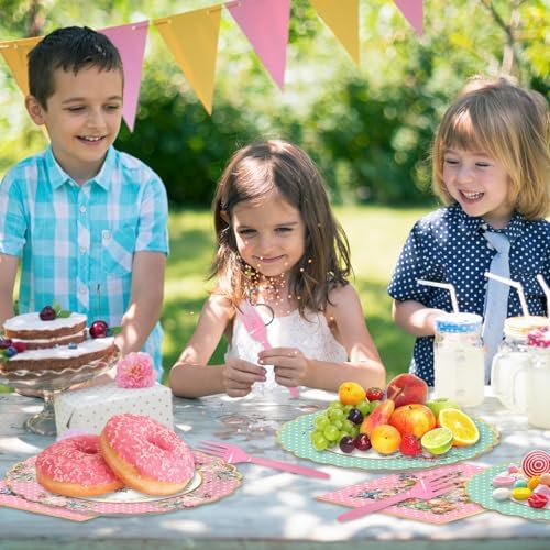 48pcs Floral Tea Party Decoration Set,16 Dessert plate,16 Napkin And 16 Fork,Floral Tea Disposable tableware for 16 persons,Used for Baby Shower Wedding Party Supplies - Image 6