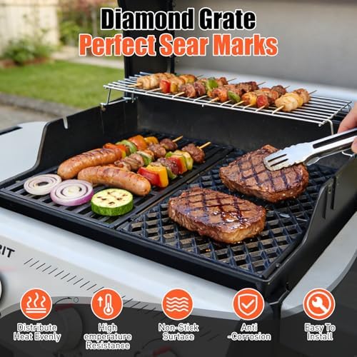 17.5" Dual Sided Diamond Sear Grill Grates for Weber Spirit 200 Series - Image 4