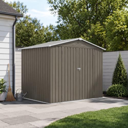 8X6 FT Outdoor Metal Storage Shed,Steel Panel Tool House,Grey - Image 2