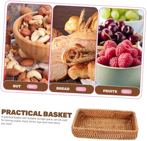 Rattan Woven Bread Basket Rustic Storage for Wedding Afternoon Tea - Image 2