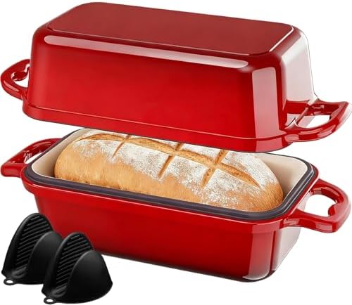 Enameled Cast Iron Dutch Oven for Sourdough Bread Baking-Red by Unknown