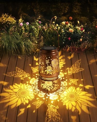 Sunflower Gifts for Women Sunflower Solar Lantern Birthday Gifts Mothers Day Gifts for Mom Grandma Sister Friend Garden Decor Metal Solar Hanging Lights Outside Decor for Yard Patio Porch Landscape - Image 3