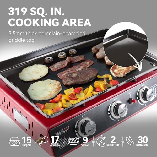 Royal Gourmet PD1301R 3-Burner Tabletop Propane Gas Griddle with Cover - Image 6