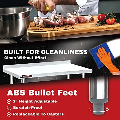 DuraSteel NSF Commercial Kitchen Table - 24 x 48 Inch Cooking Prep Stainless Steel Kitchen Island Workstation w/ Adjustable Under Shelf - Heavy Metal Backsplash Workbench For Restaurant, Home, Garage - Image 6