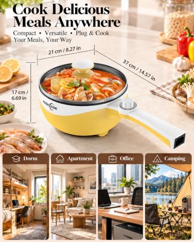 Audecook Electric Hot Pot Portable Nonstick Ramen Cooker Adjustable Power - Image 4
