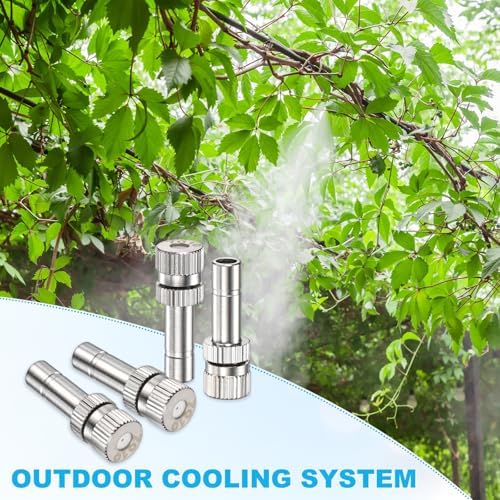 M METERXITY 20-Pack Brass Misting Nozzles, 0.028"/0.7mm Orifice Mister Replacement Heads for Outdoor Cooling System/Landscaping/Humidification/Greenhouse, 6mm Low-Pressure Fog Sprayer Nozzle - Image 6