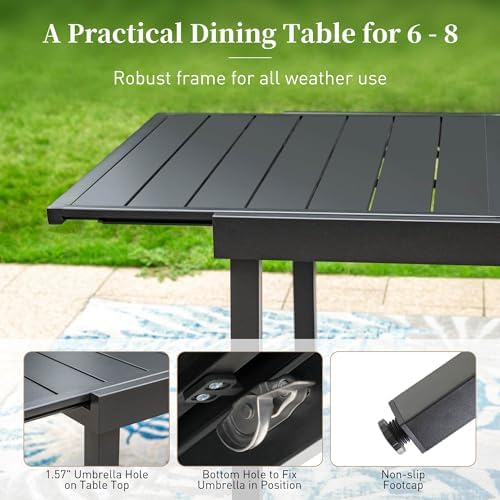 SUNSHINE VALLEY Swivel Patio Dining Set, Extendable Metal Table & 8 Chairs - Image 6