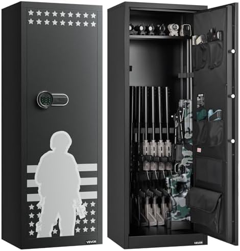VEVOR 10-12 Gun Safe, Long Gun Cabinet for Rifles and Pistols, Quick Access Rifle Safe with 4 Pistol Pockets and 3 Adjustable Racks, Large Digital Cabinet with Key and Password Lock(Assembly Required) by VEVOR