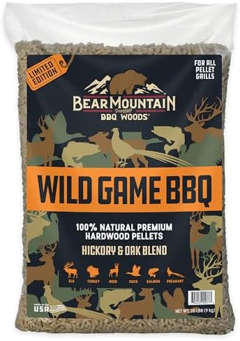 Bear Mountain Wild Game BBQ Wood Pellets for Smoker, Grill, 20lb Bag by BearMountainBBQ