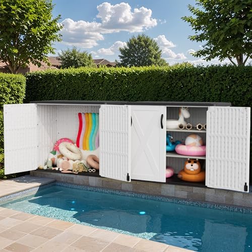 Greesum 26 Cuft Outdoor Storage Box with Lockable Doors, White - Image 6