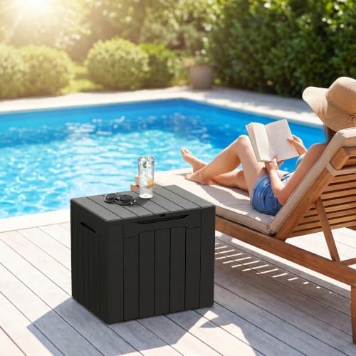 Greesum 33 Gallon Resin Deck Box Outdoor Storage Boxes, Dark Black - Image 6