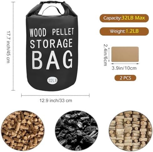 32LB Waterproof Wood Pellet Storage Bag-Dual Handles, Label Pocket(2 Pack) - Image 2