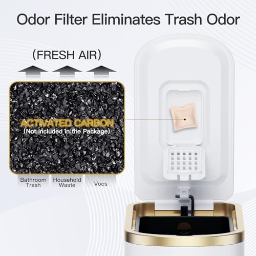 CEROELDA Small Bathroom Trash Can with Lid-10L/2.6 Gal-Soft Close Lid-White - Image 3