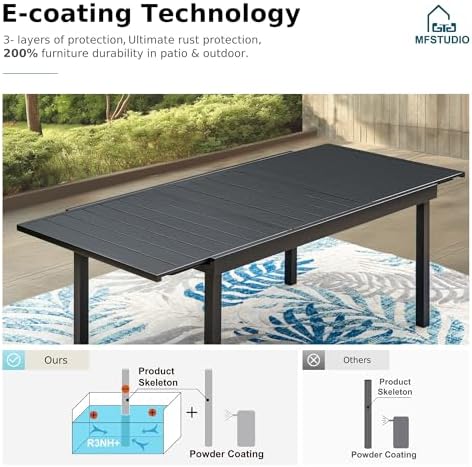 MFSTUDIO Outdoor Expandable Table for 6-8, Large Metal Dining Table - Image 4