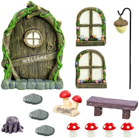 Fairy Door and Windows for Trees Mini Fairy Garden Accessories Outdoor Kit by Unknown