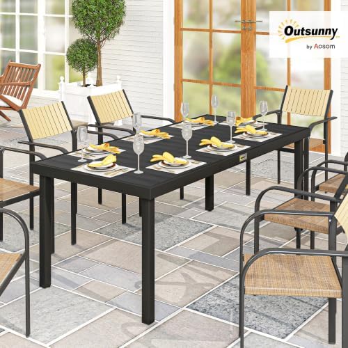 Outsunny 75" x 35" Outdoor Dining Table for 8 People Rectangular Black - Image 2