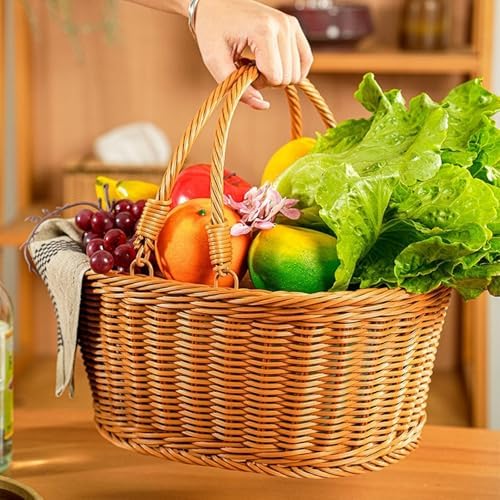 Elegant PE Handwoven Oval Storage Basket for Outdoor Camping Picnics and Home Decoration - Image 7