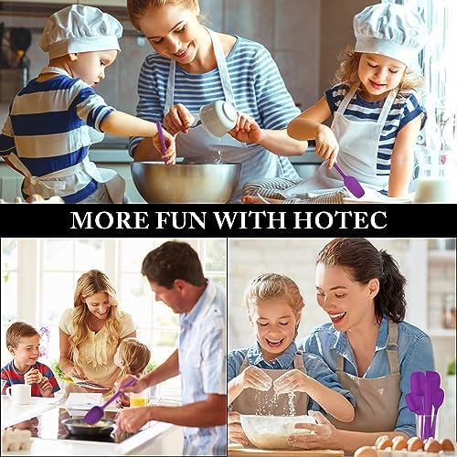 HOTEC BPA-Free Silicone Rubber Spatula Set, Purple, Set of 5 - Image 6