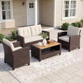 FansaFurn 4 Piece All Weather Wicker Patio Furniture Set for Porch Patio by FansaFurn