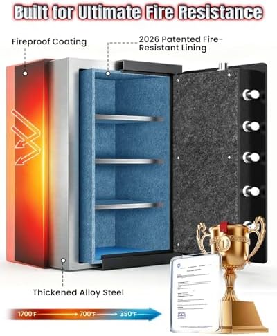[ °] Fireproof Safe - 7.5 Cu Ft Large Safe for Home |   Heavy Duty Safes, Fire Proof Safes, Security Safe Box with Digital Keypads for Home Office, Cash, Files,Keypad - Image 2