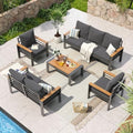 Aoxun Aluminum Patio Furniture Set 7 Seats, Dark Grey by Aoxun