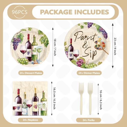 96Pcs Paint And Sip Wine Party Decorations for Adult Birthday Serves 24 - Image 5