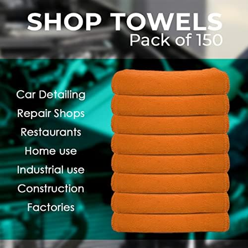 Avalon Towels Cotton Shop Rags – (Pack of 100) Size 12x14 Inches Cleaning Rags – Absorbent Shop Towels and Multipurpose Cleaning Towels for Automobiles, Industries, Garage and Homes (Orange) - Image 7