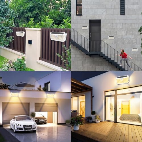 Brightever Solar Motion Sensor Outdoor Lights, 4000LM 344 LEDs Solar Outdoor Lights, IP65 Waterproof Exterior Flood Security Lights with 270° Wide Angle & 3 Modes for Patio Garage, 4-Pack White - Image 2
