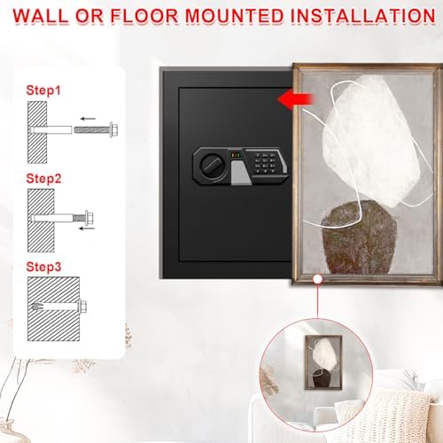3.4 Cub Large Safes for Home Use, Digital Home Safe Box Fireproof Waterproof with Programmable Keypad, Spare Keys and Removable Shelf, Anti-Theft Fire Proof Safe for Document Money Valuables - Image 6
