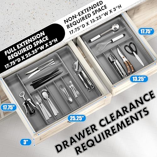 Simple Houseware Expandable Kitchen Drawer Flatware Organizer, Gray - Image 3