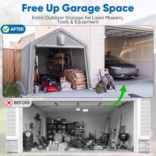 Quictent 10x15FT Carport Storage Shelter Large Shed with Roll-Up Door&Vents - Image 5