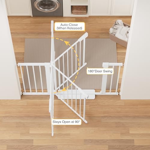 Cumbor 30-48 in Baby Gate for Stairs, Auto Close Dog Gate Indoor, White - Image 4