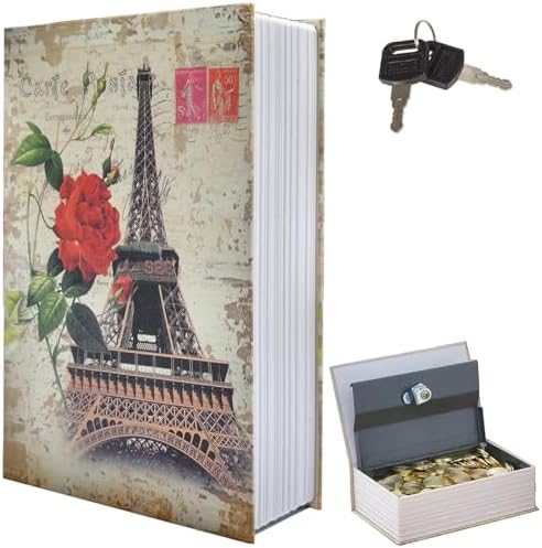 Decorative Book Safe Lock Box, Vintage Diversion Hidden Safe Faux Book Box by FOWSEEK