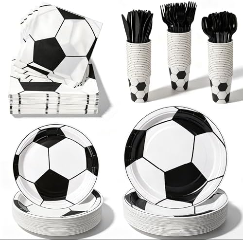 400 Pcs Disposable Soccer Party Tableware Set for 50 Guests by COSINIA