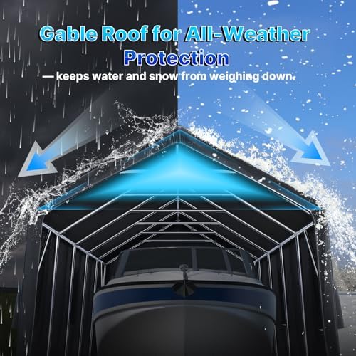 ADVANCE OUTDOOR 13x20 ft Carport 2 Roll up Doors & Vents Outdoor Portable Storage Shelter Garage Tent for Vehicle Boat Truck Anti-UV Snow Resistant Waterproof, Gray - Image 3