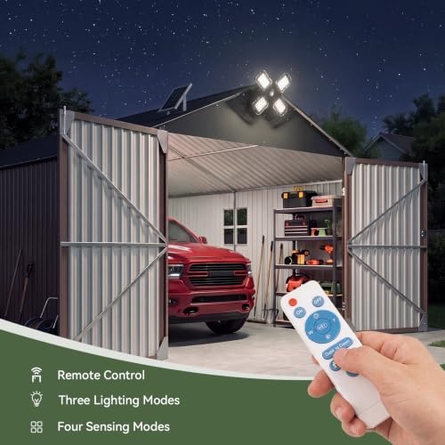 Aoxun 12'x20'x9.3' Outdoor Storage Shed Metal Garage Sheds with Solar Light - Image 3