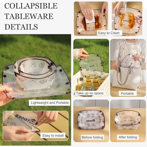 MIUPOO Collapsible Bowl Plate Cup Set,Portable Mess Kit,Food Grade Material Free Folding Plate for Lunch Family Picnic,Set of 3, 3 Sizes - Image 3