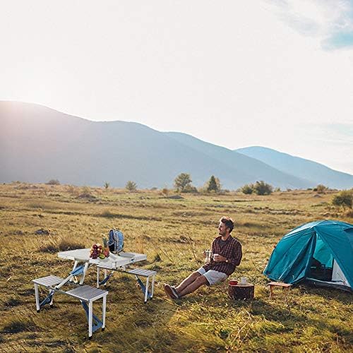 Portable Folding Picnic Table,Outdoor Dining Table,Folding Table and Chair,Kid's Picnic Table,Heavy Duty Camping Picnic Tables,with Umbrella Hole,for Outdoor, Party, Garden, Beach, Backyard (Silver) - Image 6