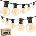 100FT LED Outdoor String Lights Patio Light with 52 Shatterproof G40 Dimmable Globe Bulb, 2-Pack 50FT Waterproof Outside Hanging String Light for Christmas Backyard Porch Balcony Gazebo Party by Brightever