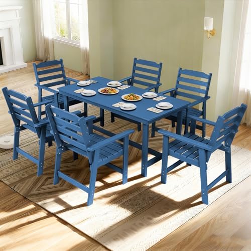 FUNBERRY Outdoor Dining Set, HDPE 7 Piece Dining Table Set with Chairs - Image 2
