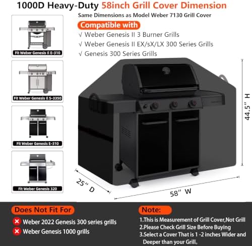58" BBQ Grill Cover for Outdoor Grill 1000D Heavy Duty Waterproof - Image 2