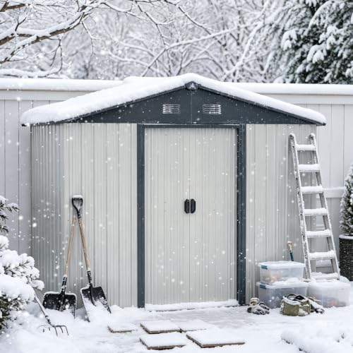 8X4 FT Outdoor Metal Storage with Lockable Sliding Doors - Image 2