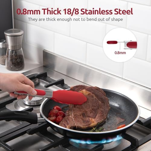 U-Taste Kitchen Tong for Cooking, 600ºF Heat-Resistant Silicone, 7in/Red - Image 5