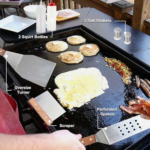 ROMANTICIST 119PC Professional Griddle Accessories Kit - Heavy Duty Stainless Steel Grill Spatula Set for Grill Griddle Hibachi Flat Top Outdoor Cooking - Great Grill Gift on Birthday Wedding - Image 3